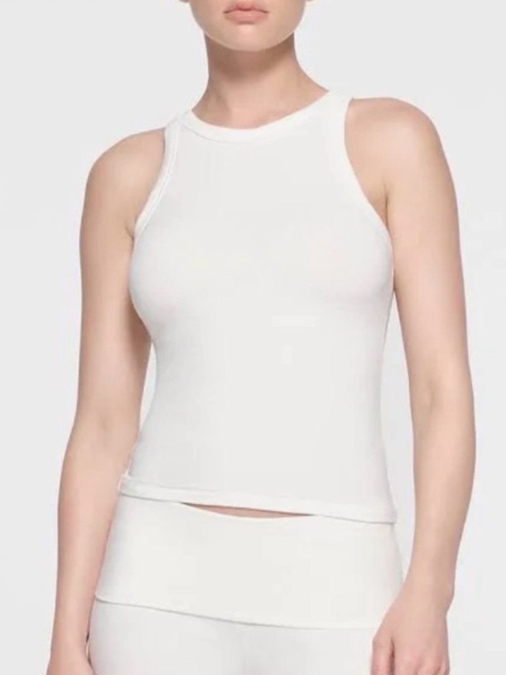 SKIMS Cotton High Neck Tank Marble Ivory Size Small